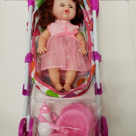 New Doll Pram with 16" Doll and Accessories - Picture 4 of 16